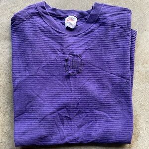 Vintage 90s Nike T Shirt Purple Embroided Logo Ribbed Textured Made In USA